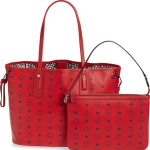 OS MCM Reversible Tote Red